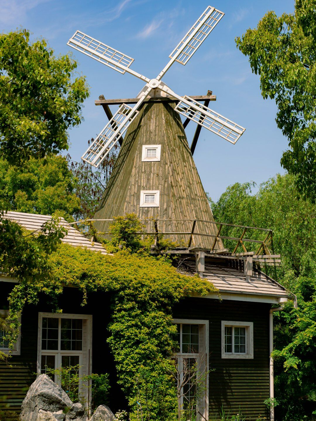 rural landscape with wind turbines